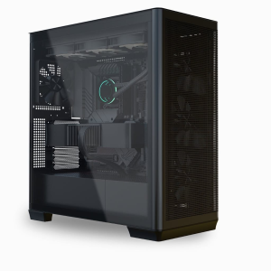C1-R-BK-v3 / Black Fan x 4, USB3.0 x 2, Type C x 1 - Glass Edition -Black-