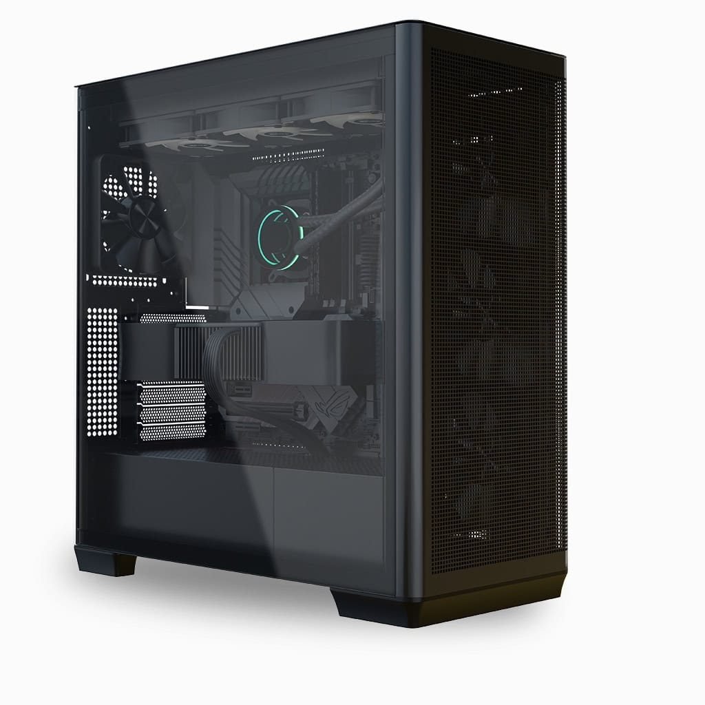 C1-R-BK-v3 / Black Fan x 4, USB3.0 x 2, Type C x 1 - Glass Edition -Black-