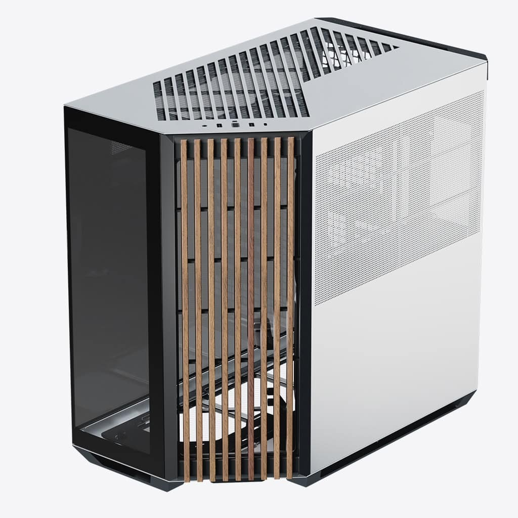 V1-W-BW-v1 / USB3.0 x 2, Type C x 1 - Glass Edition -Wood Front Panel-Black and White-