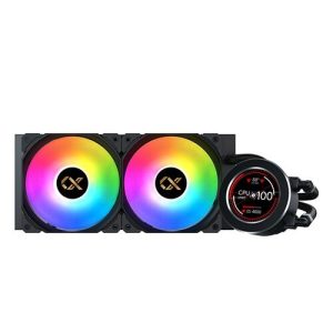 FROZR-O II 240 (AIO Liquid Cooler, Black, LCD Pump Head,2xX22A PWM ARGB Fan, Galaxy II Fan Control Box & Remote)