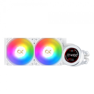 FROZR-O II Arctic 240 (AIO Liquid Cooler, White, LCD Pump Head, 2xX22A Arctic PWM ARGB Fan, Galaxy II Fan Control Box & Remote)