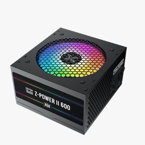 Z-Power II 600 RGB (400W, AC 230V Input, Double Forward, Black Flat Cable, 12cm Fixed RGB Fan, Color Box, UK Power Cord)