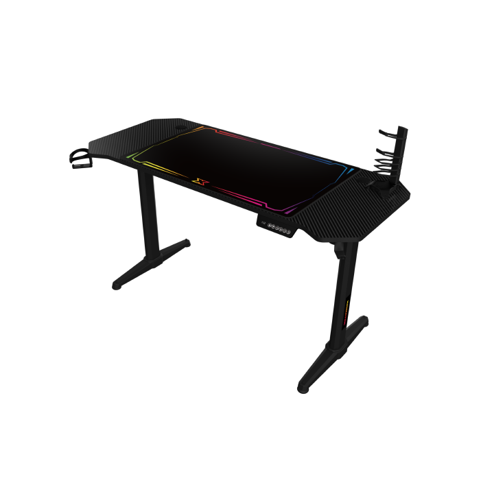 Apex Electric Single Motor (140x60x15mm Carbon Style Desktop, Electric Height Adjustable 75~120mm, Smart Control Panel)