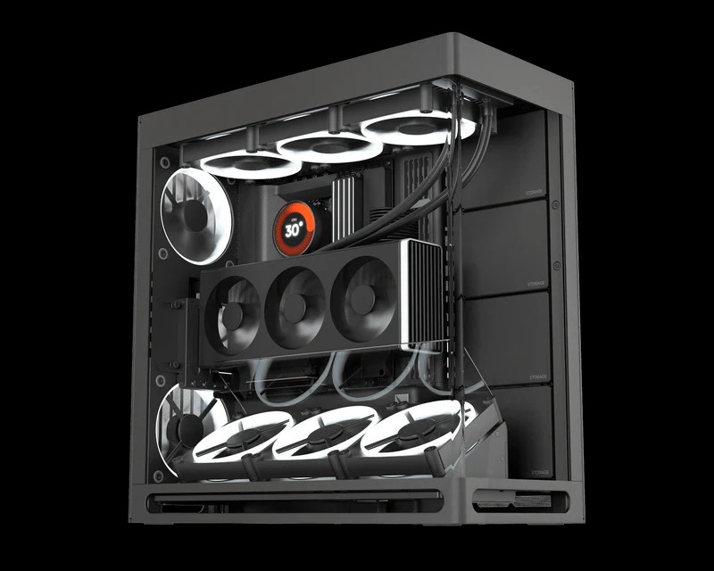 HS 420 VGPU Edition Black / Hybrid structure mid tower case for 420 rad, VGPU edition, black color