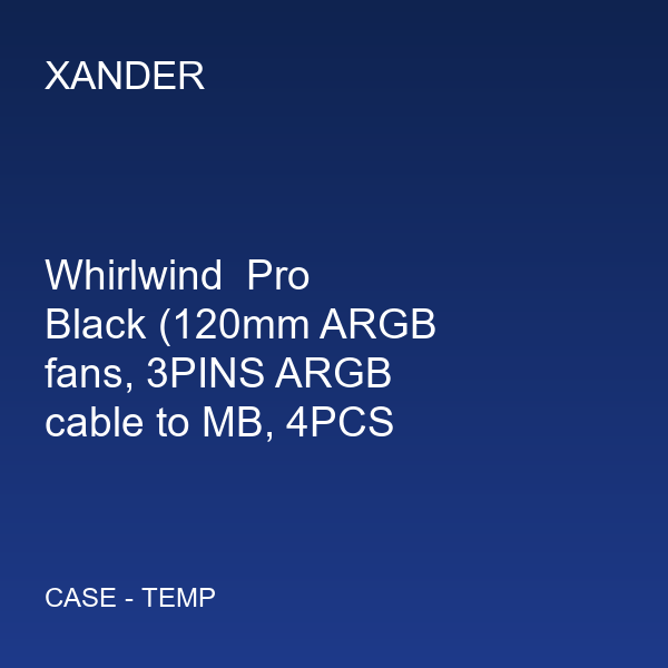Whirlwind  Pro  Black (120mm ARGB fans, 3PINS ARGB cable to MB, 4PCS heatpipes )