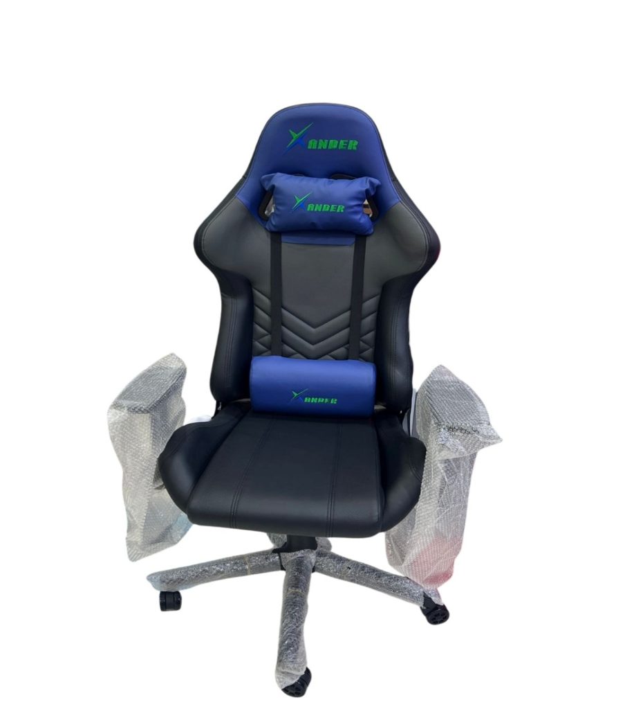 X-MAX (Black & Blue, 2D Armrests, Butterfly Mechanism, Class 4 Gas Lift, Headrest & Lumbar Pillow)